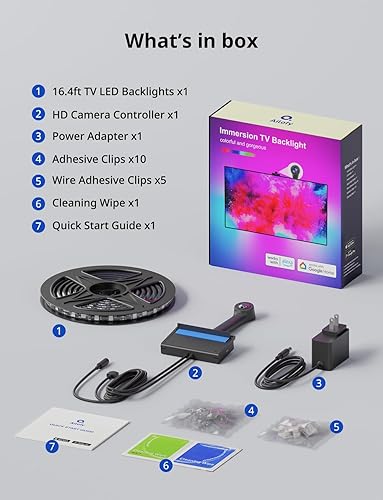 Vista 7 de Ailofy Retroiluminación LED para TV inteligente con cámara, tira de luces LED de 16.4 pies que se sincronizan con la pantalla y la música, luces que