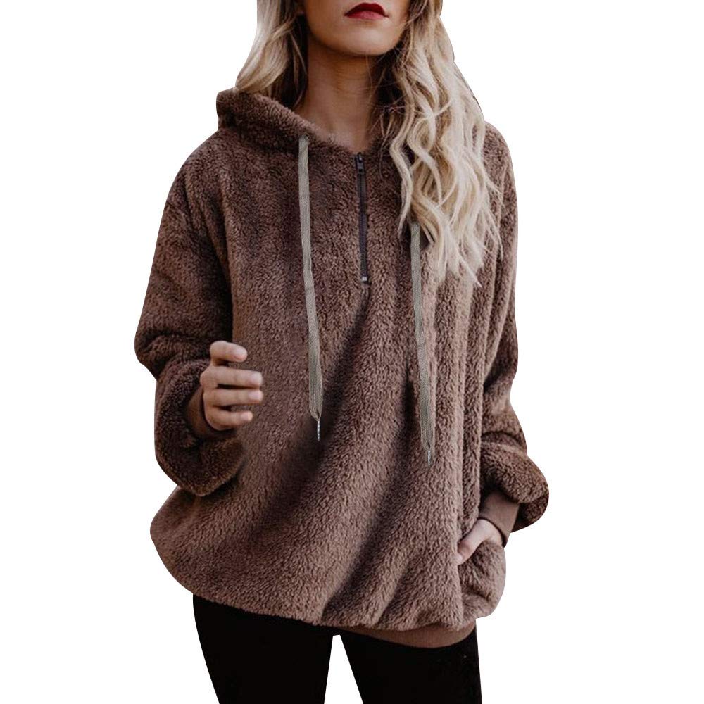 Women Warm Fluffy Hoodies Winter Top Hoodie Sweatshirt Ladies Hooded  Pullover Jumper Fashion Oversized Plus Size Coats Casual Top Blouse Jumper  Tops