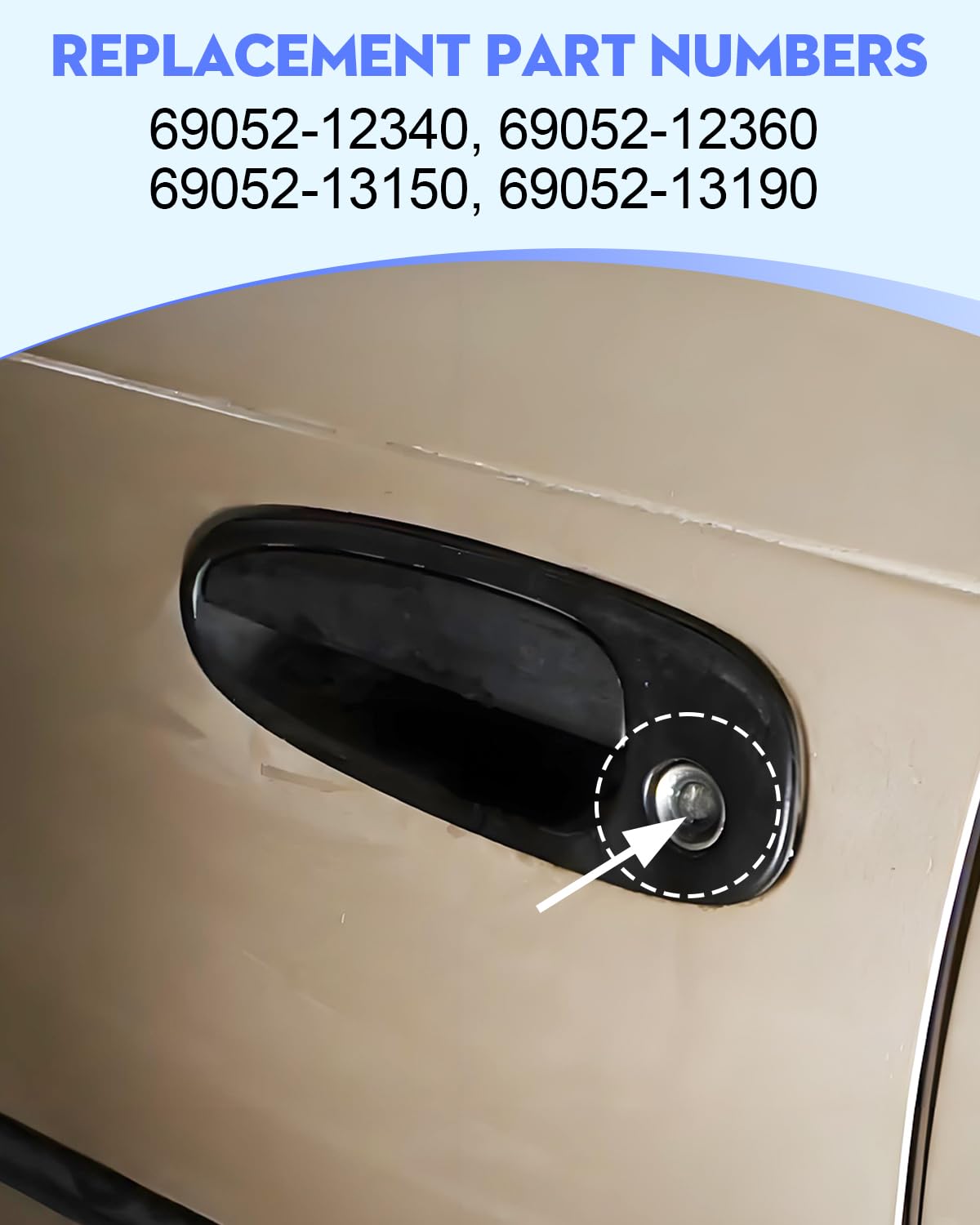 JUWEVAZU 69052-12340 Front Door Lock Cylinder Set w/Keys Fit for