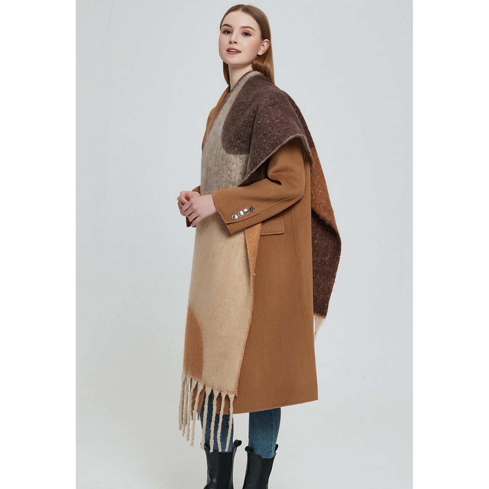 Foulard Donna Sciarpa Jacquard Alla Moda Con Scialle Ispessito Per L'autunno E L'inverno
