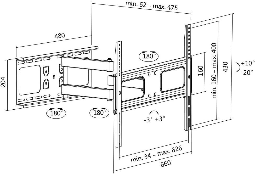 LogiLink BP0028 37-70 Inch TV Wall Mount Bracket Black
