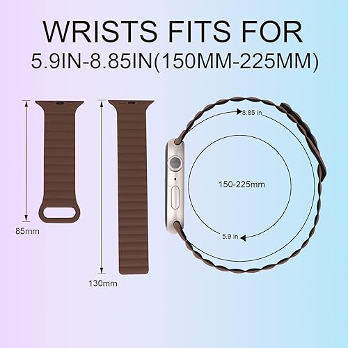 Miniatura 4 de VNTOV Correas magnéticas de silicona compatibles con Apple Watch Band de 3840414244451929in para mujeres y hombres correas de silicona suave con