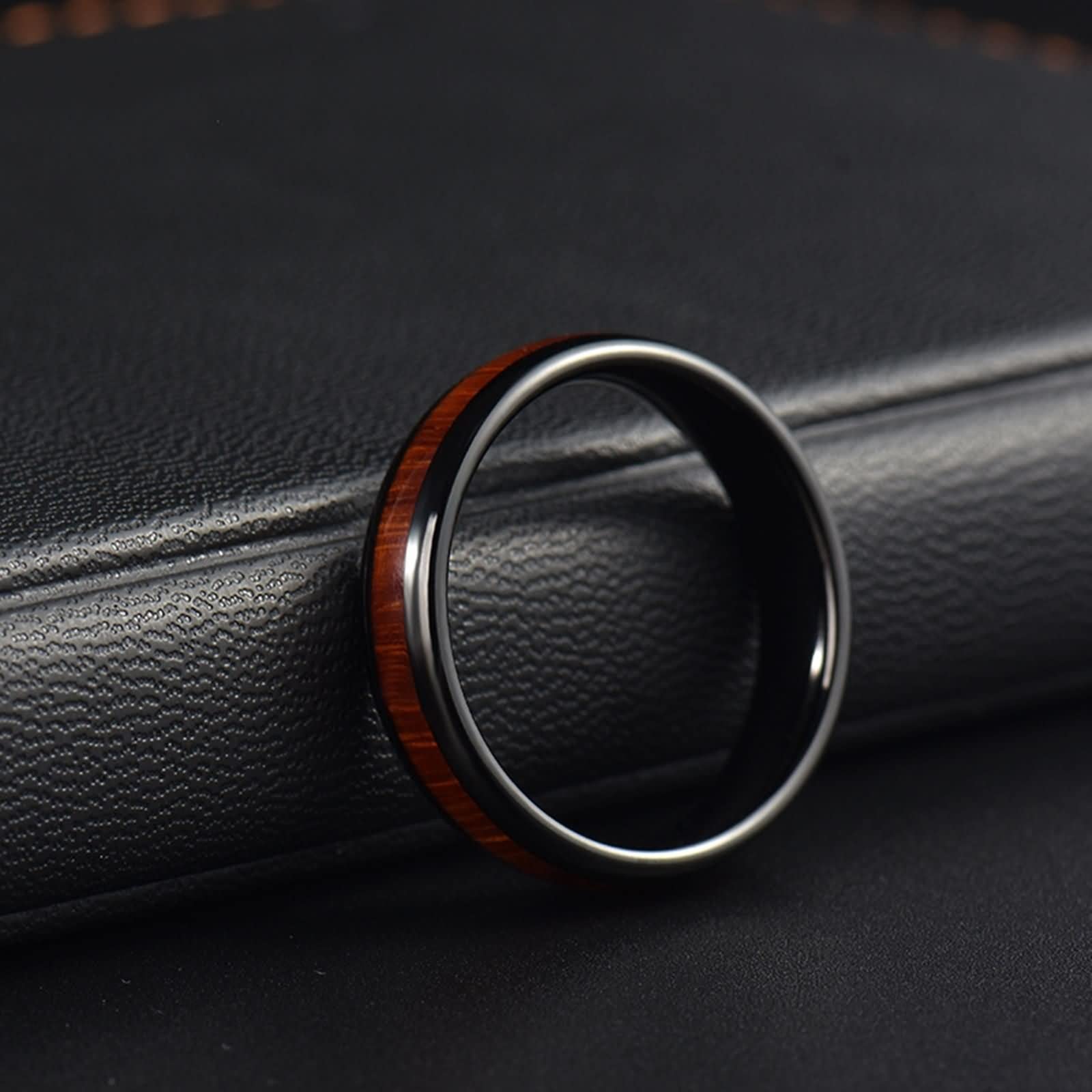Anelli Uomo Tungsten Anelli Intarsiato con Venatura del Legno FEDI Nuziali Comfort Fit Anello Uomo Fedina Personalizzabile 8MM Anello Fidanzamento Nero Marrone Misura 12-31