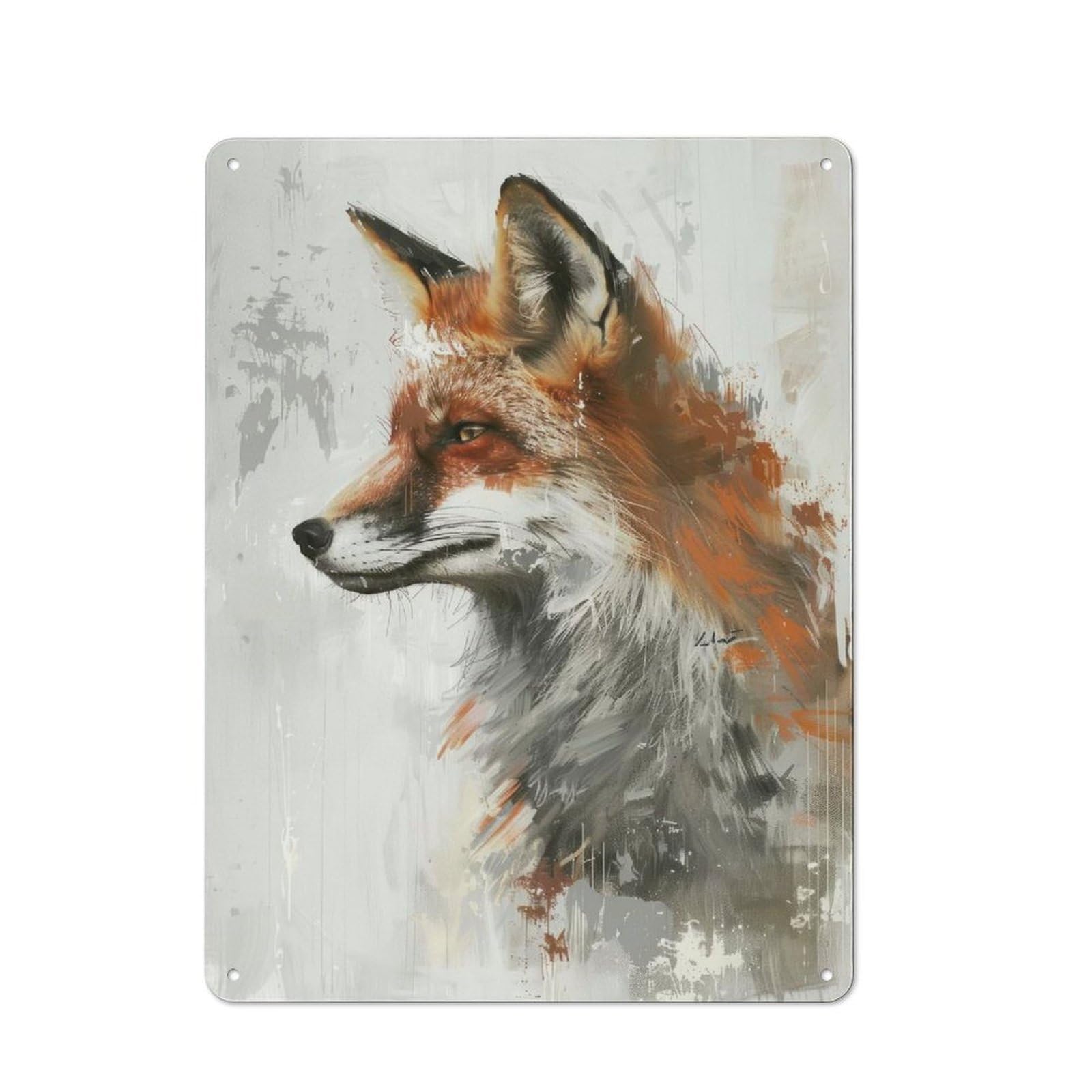 Junmoney Fox Elegance Painting Metal Wall Sign 40X30cm Featuring For Home Bar Wall, For Themed Interiors In Home Bars And Entertaining Spaces