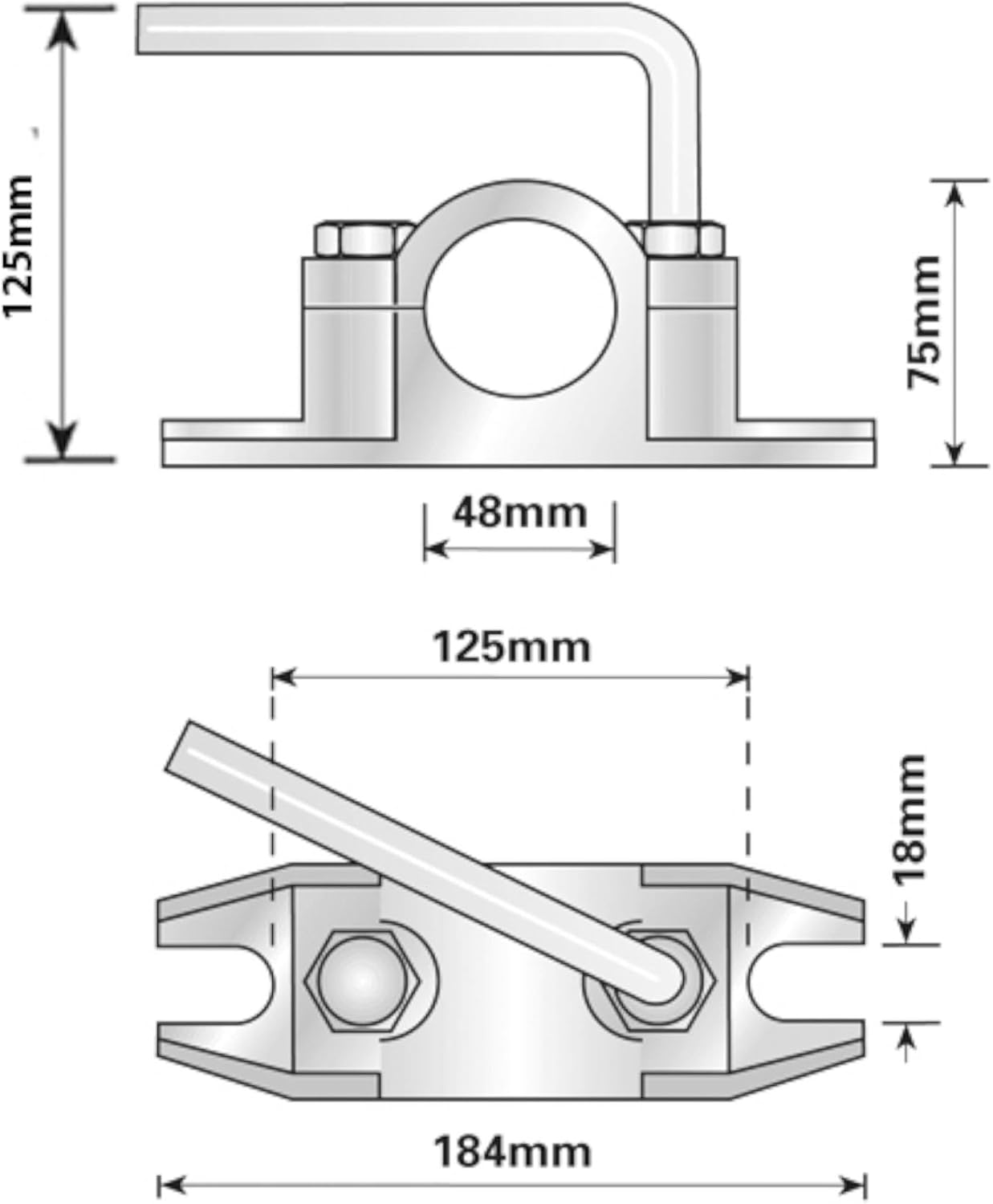 48MM Heavy Duty Ribbed Drop Prop Stand with Clamp 600mm for Trailers TR012_TR021