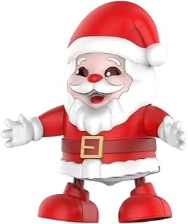 Juguetes Navideños | Muñeco Musical de Navidad Papa Noel 20 cm | Juego Festivo con Luz para Decoración en Fiestas Familiares Interiores | Regalo para Niñas Niños en Celebración Navideña
