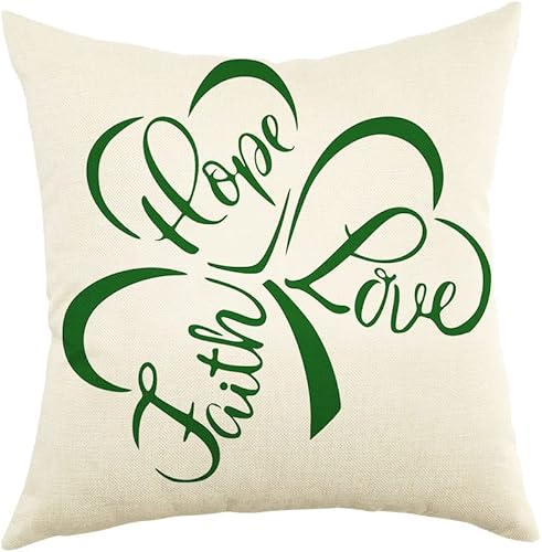 Ogiselestyle Funda de almohada de trébol del día de San Patricio 18 x 18 pulgadas decoración de funda de cojín para sofá