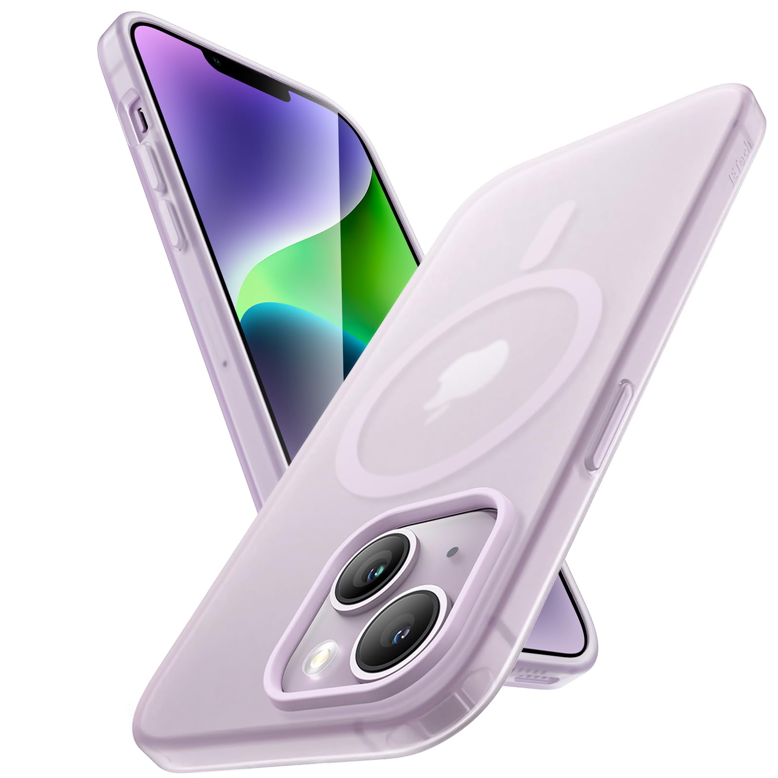 JETech Cover Opaca per iPhone 14 Plus 6,7 Pollici, Protezione Anticaduta Antiurto di Grado Militare, Custodia Posteriore Glassata Traslucida, Anti- Impronte (Galassia