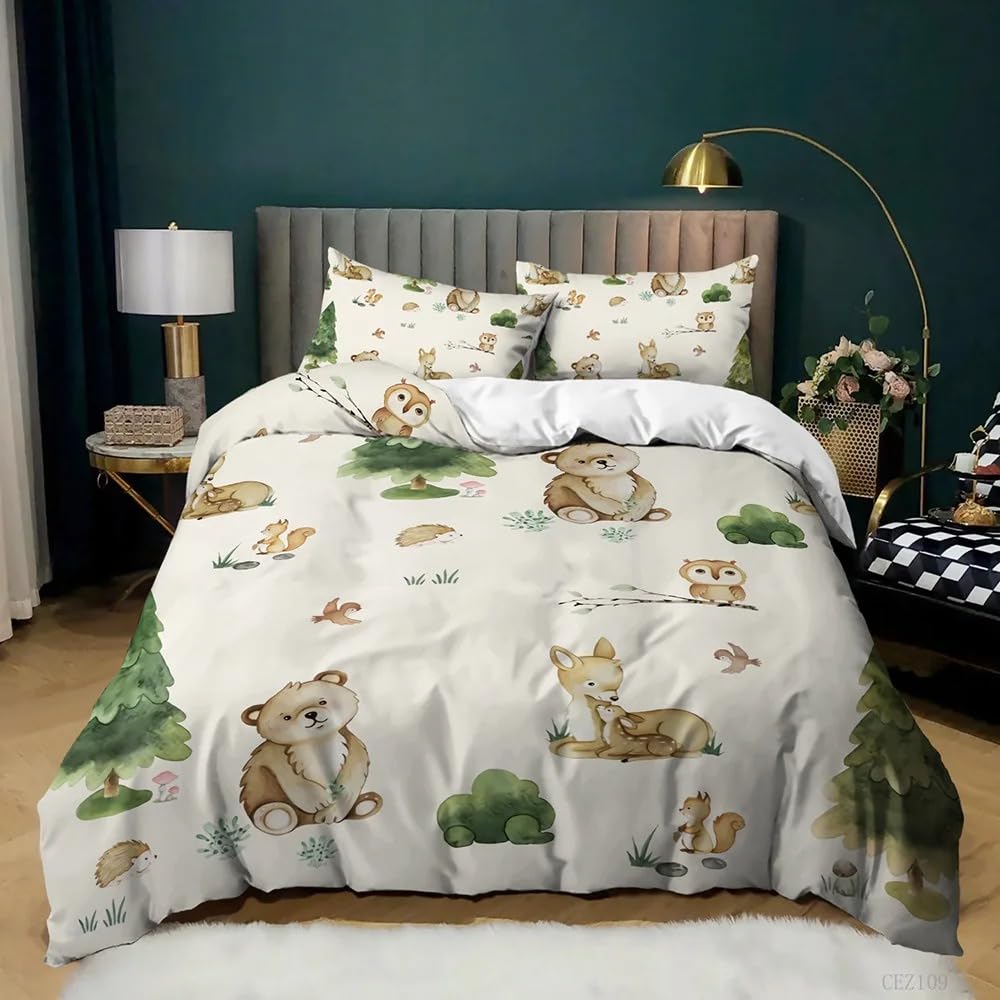 Parure de lit microfibre facile à laver, housse de couette animaux 180x210cm chambre enfant