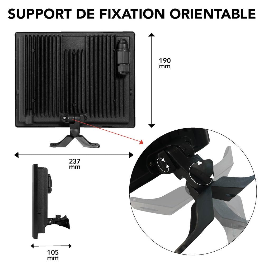 TIBELEC, Projecteur LED 100W / 9220 Lumens, Indice de Protection IP65, Pour l'Eclairage Extérieur, Avec Connecteur Rapide Intégré, Solution d'éclairage extérieur efficace, Blanc