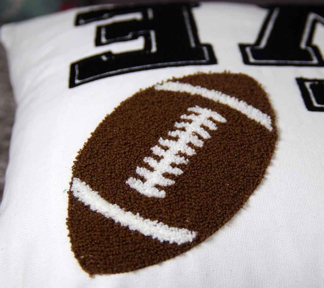 Embroidered Football Decorative Throw Pillow Cover, Love Football Throw Pillow Cover 18 Inches x 18 Inches Cover Only (Pack of 2)
