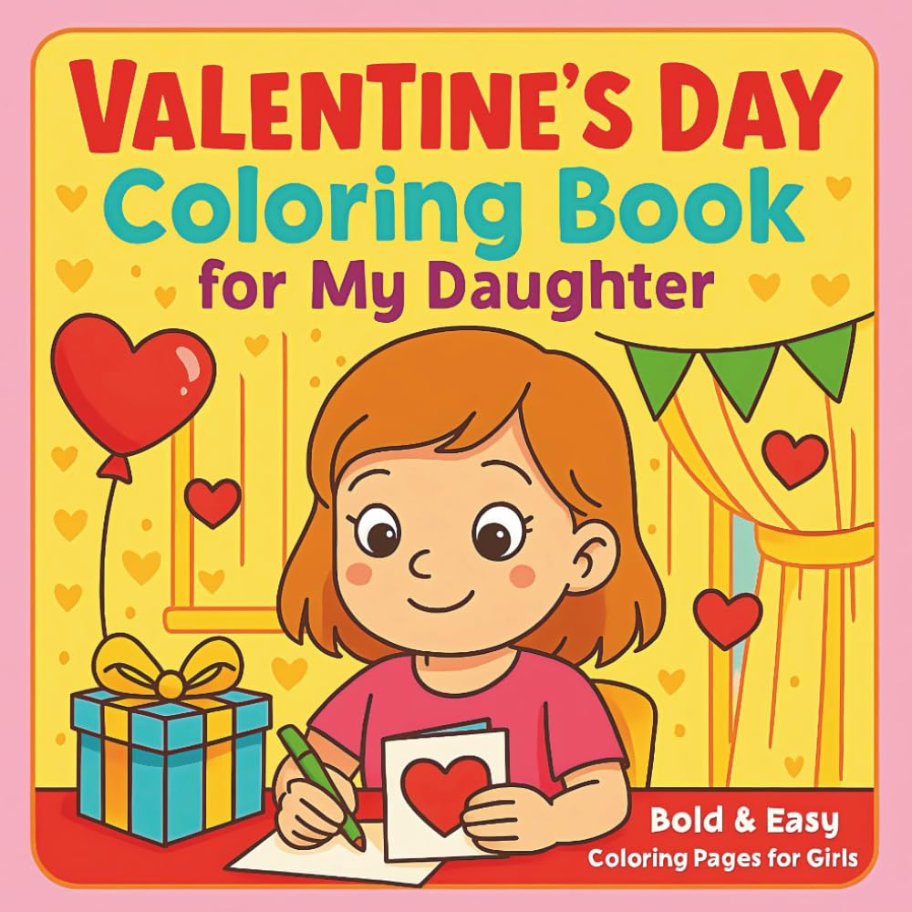 Valentine's Day Coloring Book for my Daughter: Bold & Easy Coloring Pages for Girls