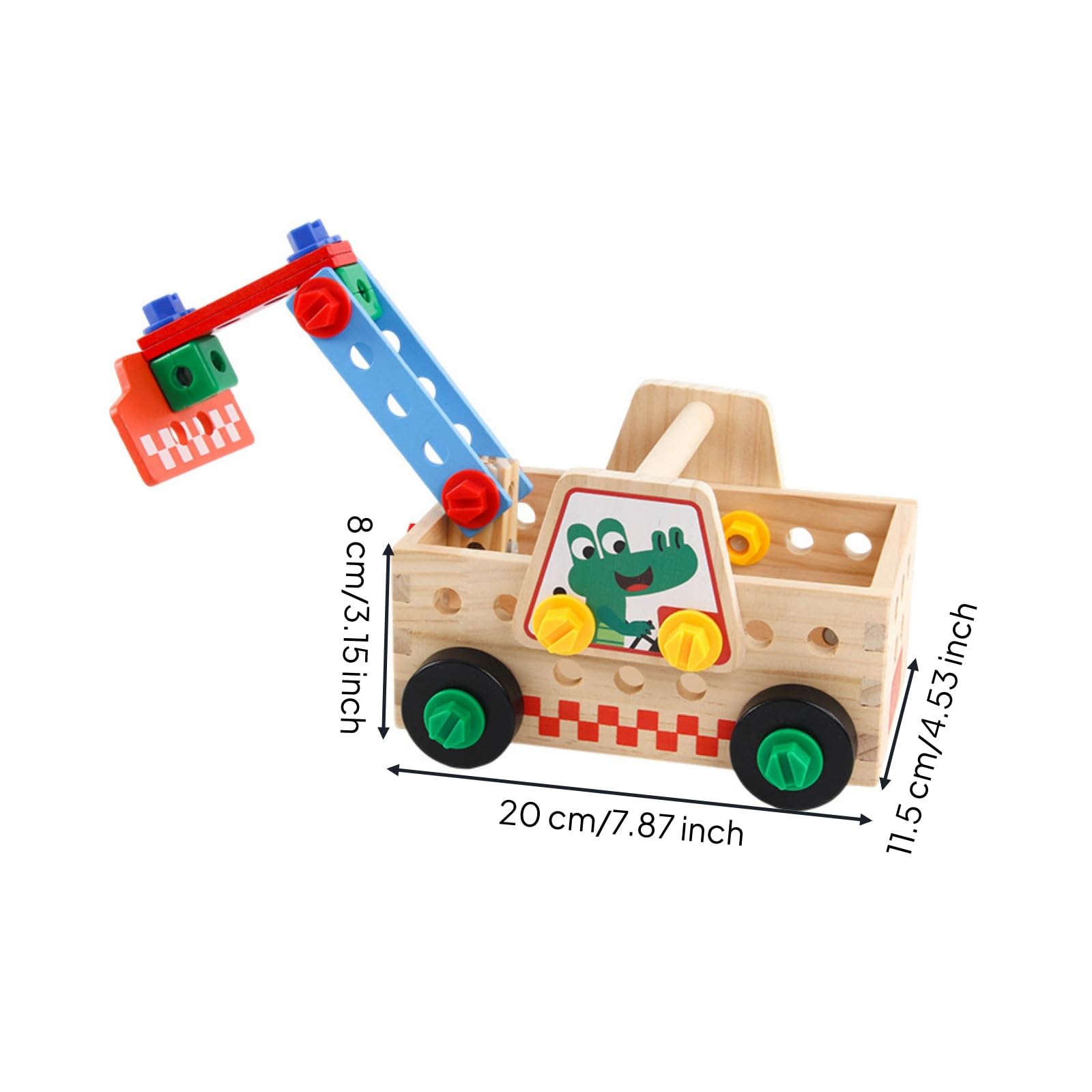 Camion da Cantiere Giocattolo Creativo | Sicuro, Veicolo da Costruzione in Legno, Montessoriano, Set di Camion Giocattolo, per Scuola Dell'infanzia, Bambini