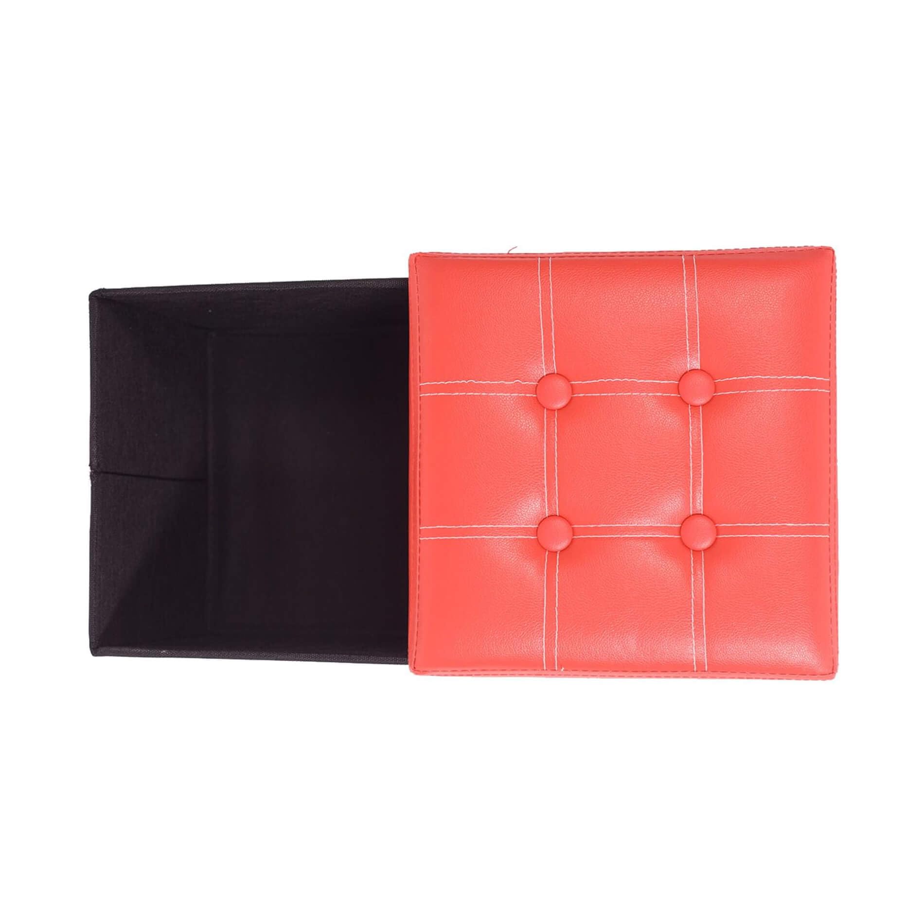 Rebecca Mobili Pouf Contenitore, poggiapiedi Seduta Rosso, cubo, Legno MDF Finta Pelle, Arredamento Moderno - Misure 30 x 30 x 30 cm (HxLxP) - Art. RE4900