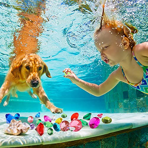 image for Skylety 24 Pieces Diving Gem Pool Toys Colorful Summer Swimming Gem Di