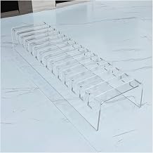 Plate Display Tile Sample Storage 14-Slots Clear Acrylic Tile Display Rack, Desktop Ceramic Tile Sample Organizer for Retail Stores, Trade Show, Tabletop Book Shelf Glass Panels HolderClear