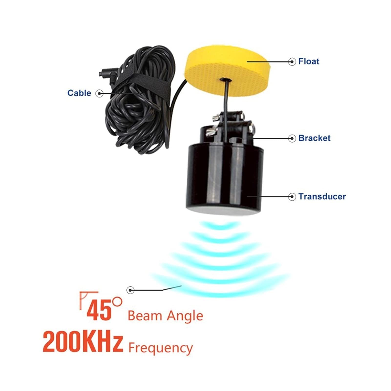 Buscador de Peces, 2. Pulgadas LCD Finder portátil de Pescado 200kHz / 83KHZ Doble Sonar Frecuencia 100M Detector Pesca con Hielo