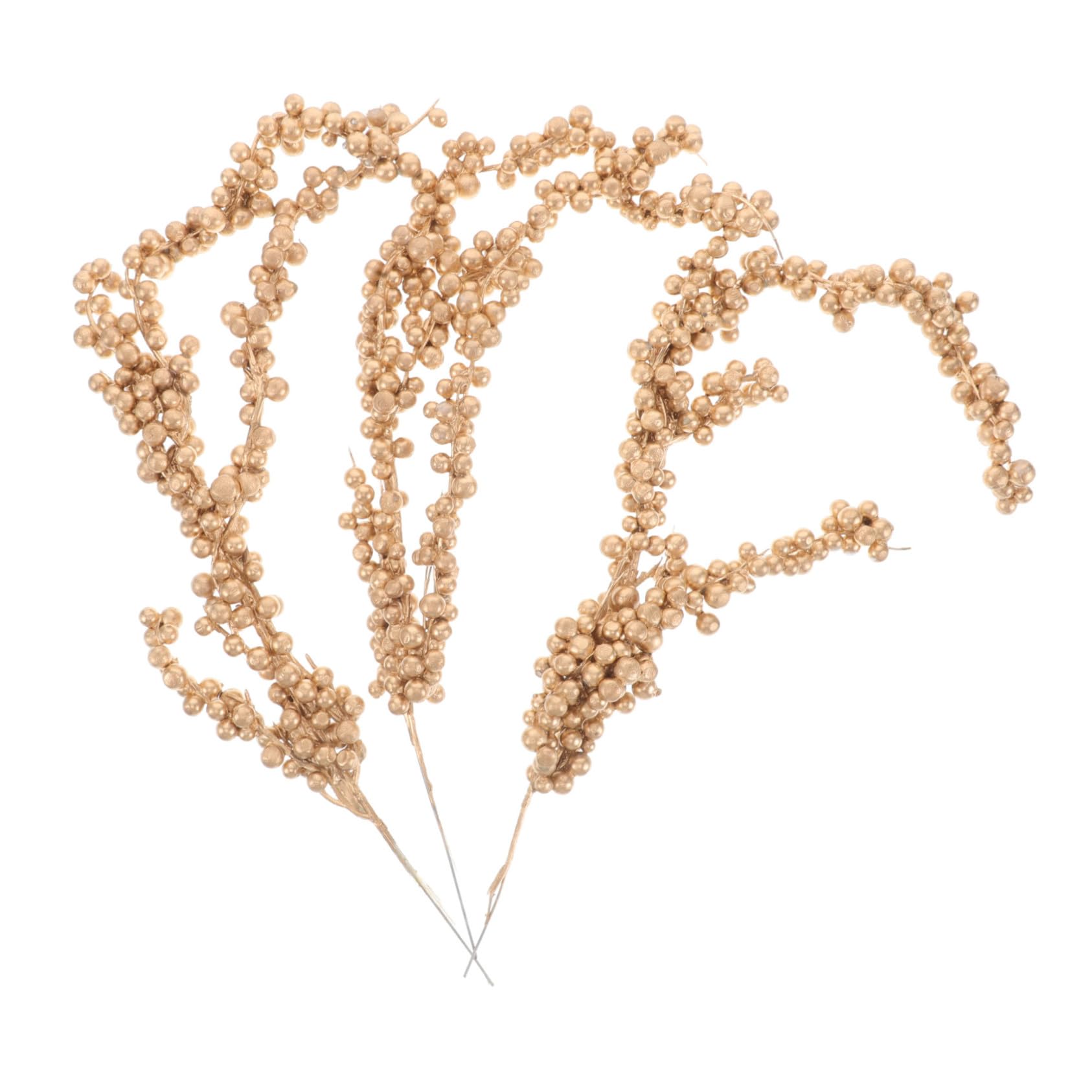 Lot De 3 Branches De Baies Artificielles Dorées Dorées Mousseuses Décoratives en Plastique pour Noël Décoration Intérieure Fête