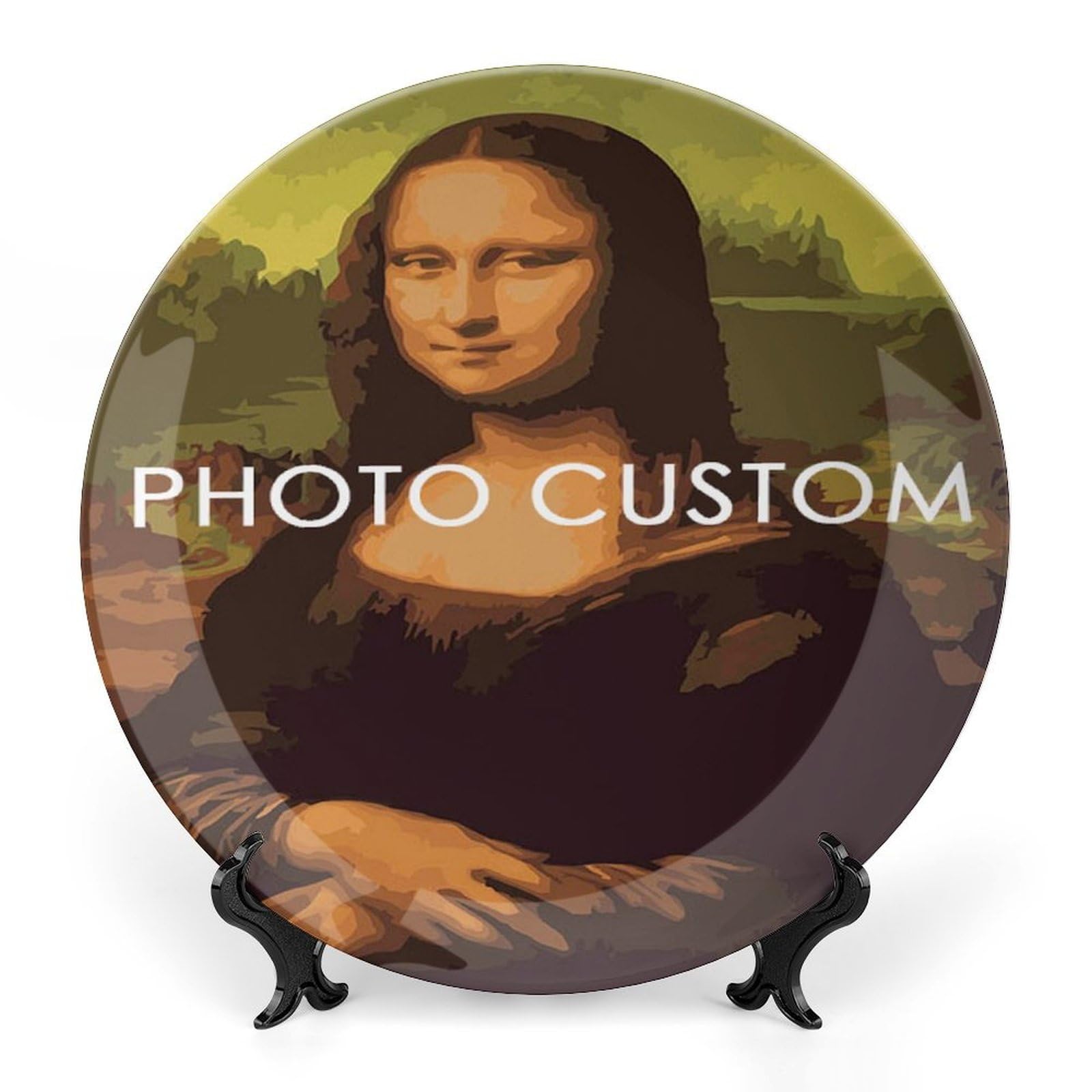 DoMyArt Custom Bone China Decorative Plate, Personalized Display Dish with Stand & Hook, Elegant Home Decor for Study, Office, Entryway, Gift for Graduation, Wedding, Anniversary