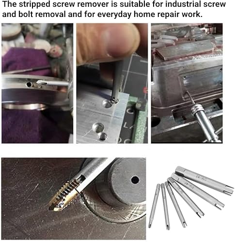 Miniatura 4 de Extractor de grifos de cabeza rota de acero, removedor de tornillos, juego de extractor de tornillos para trabajos de reparación diaria del hogar (6