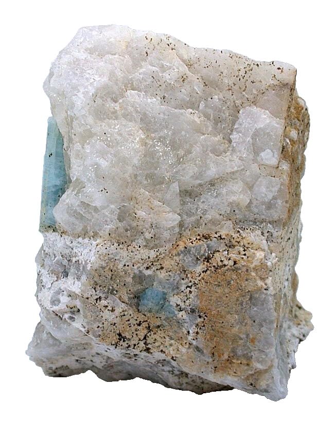 3 1/2 x 2 x 1 3/4 Inch Mexican Aquamarine Crystal Host Gem Specimen EBS9103