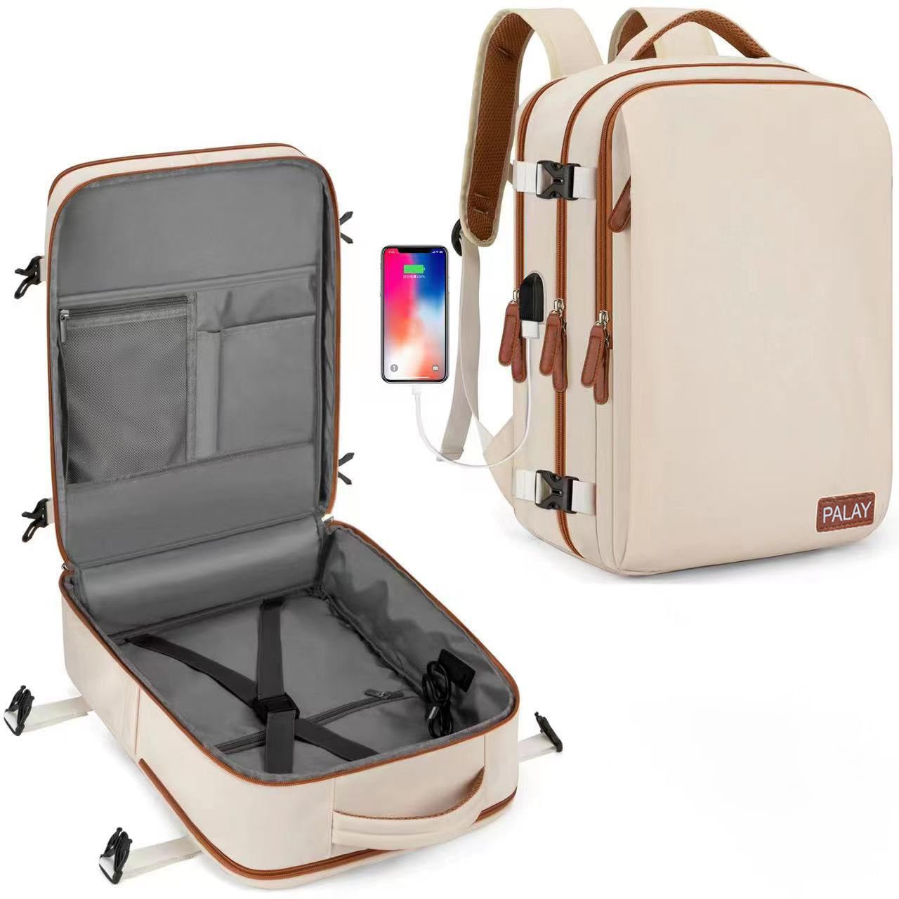 palay Laptop Bags for Women Travel Backpack for Women, Carry On Backpack with USB Charging Port, 15.6inch Laptop Backpack Flight Approved, Nurse Bag Casual Daypack for Weekender Business Hiking-picture-47