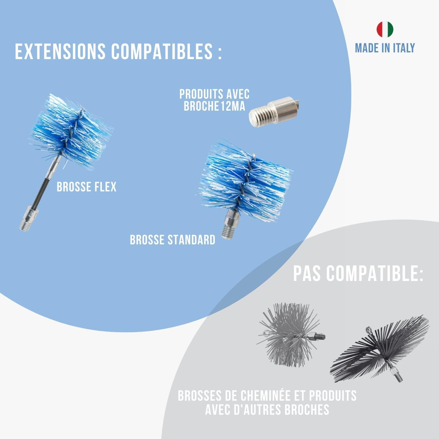 Rallonge pour ramonage de poêle à pellets 3 m Acier revêtu bleu flexible Accessoire conduit de fumée