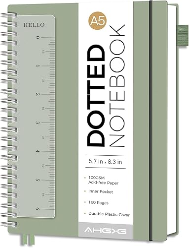 Vista 27 de AHGXG Diario Punteado con Viñetas - Cuaderno Espiral con Cuadrícula de Puntos de 8.5" x 11", A4 Cuaderno Grande Punteado, Papel Grueso de 100 GSM