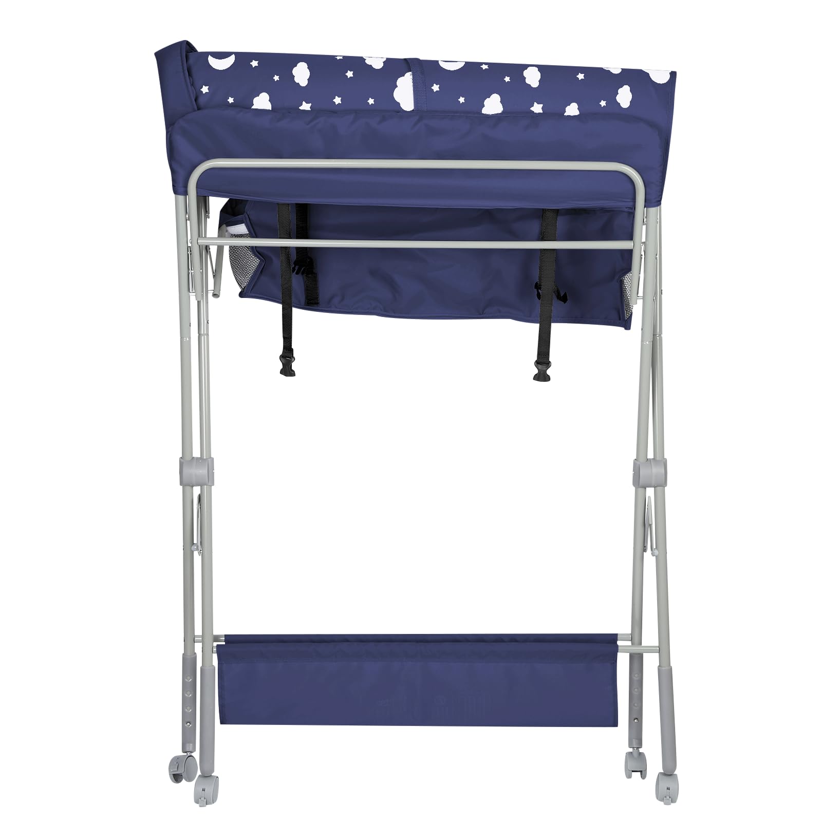 Table à Langer Pliante avec Panier de Rangement à Côté Structure en Fer Charge Max 25KG pour Nouveaux-Nés Design Ergonomique, De la naissance à 12 mois 80 * 58 * 90 cm-bleu marine