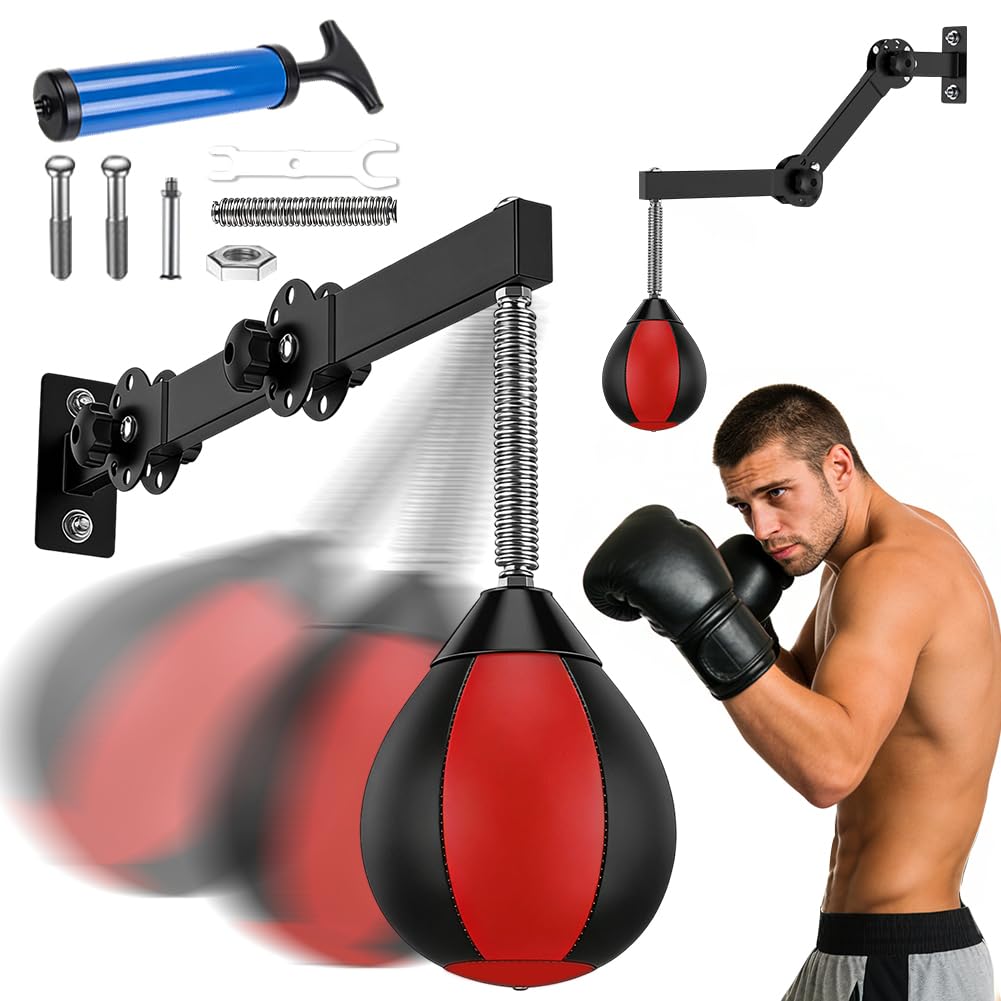 Punch Fit Speed Punching Ball Montage mural Hauteur réglable pliable Sac de frappe pour enfants adolescents adultes Entraînement à la maison