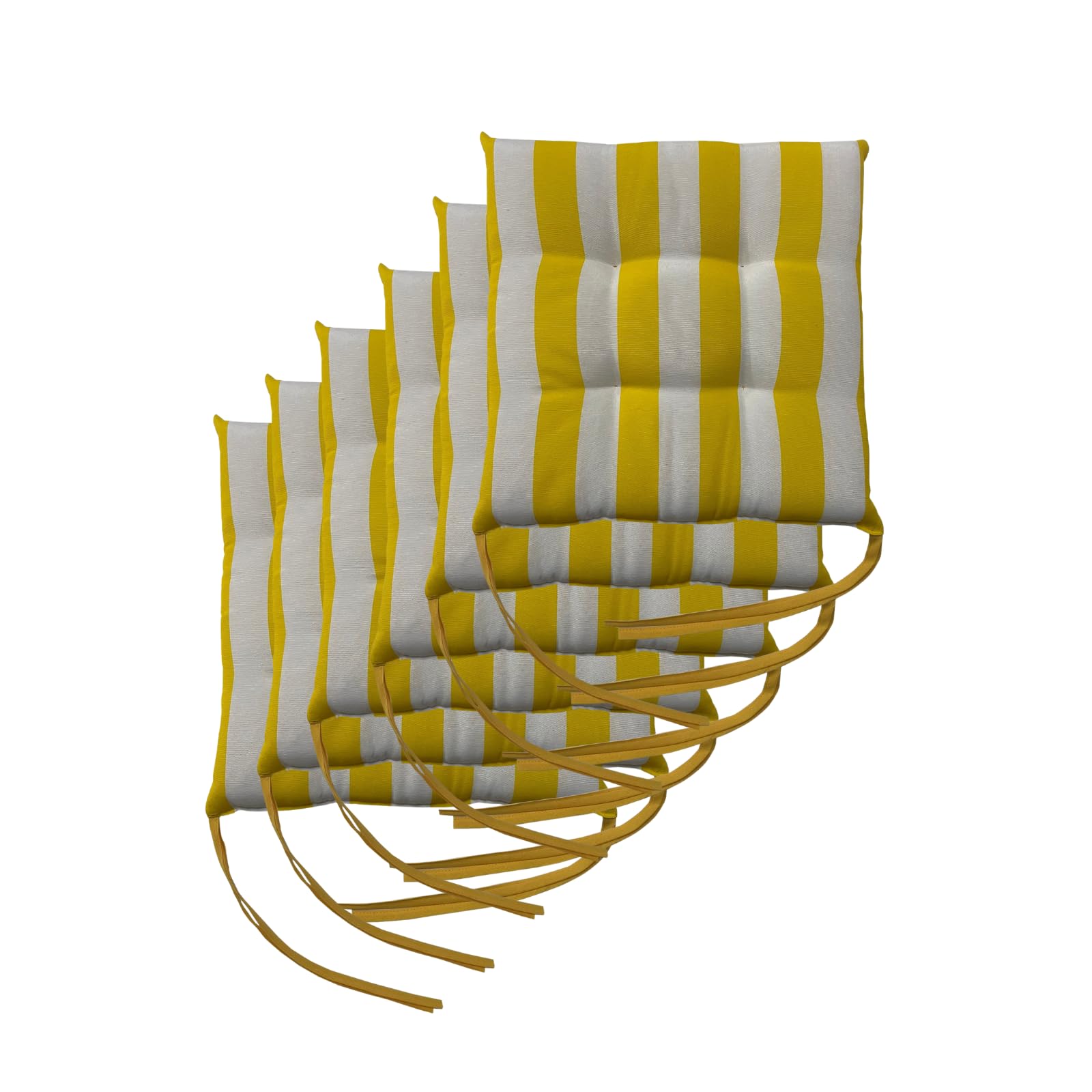 Il Tuo Artigiano Design Lot de 6 coussins pour chaises de jardin, fabriqués en Italie, coussins pour chaises de cuisine, 40 x 40 cm, rembourrages en éponge et acrylique doux (blanc et jaune)