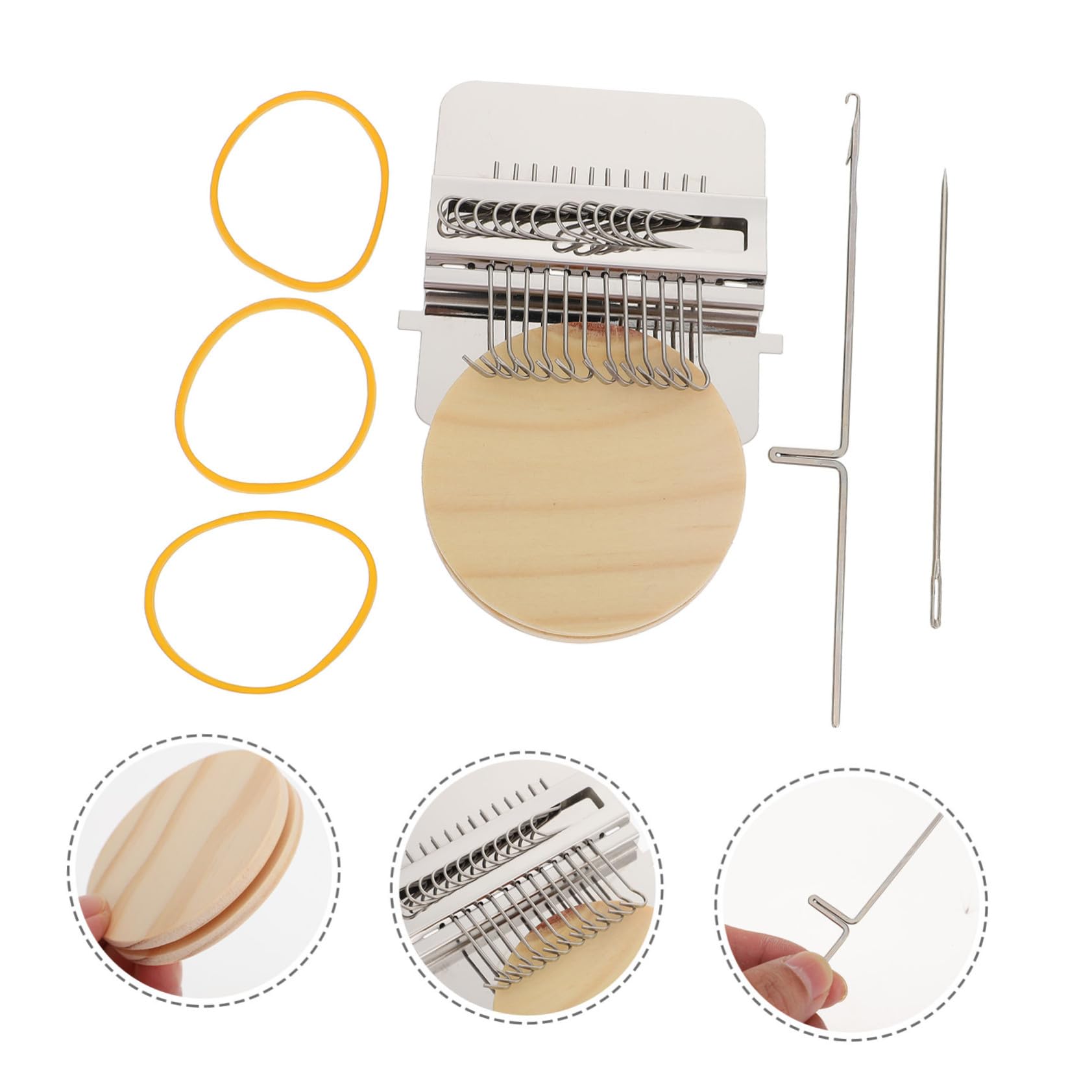IWOWHERO 1Set Wooden Weaving Tools Crafting Kit for Clothing Repair for Jeans Sweaters and Wall Hangings Natural Finish
