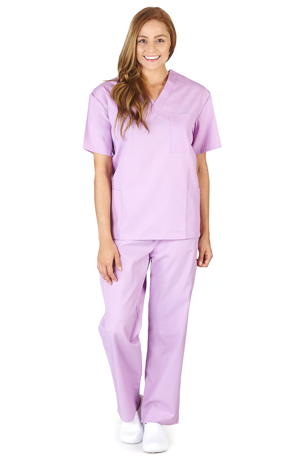 M&M SCRUBS Women Scrub Set Medical Scrub Top and Pants M Lilac
