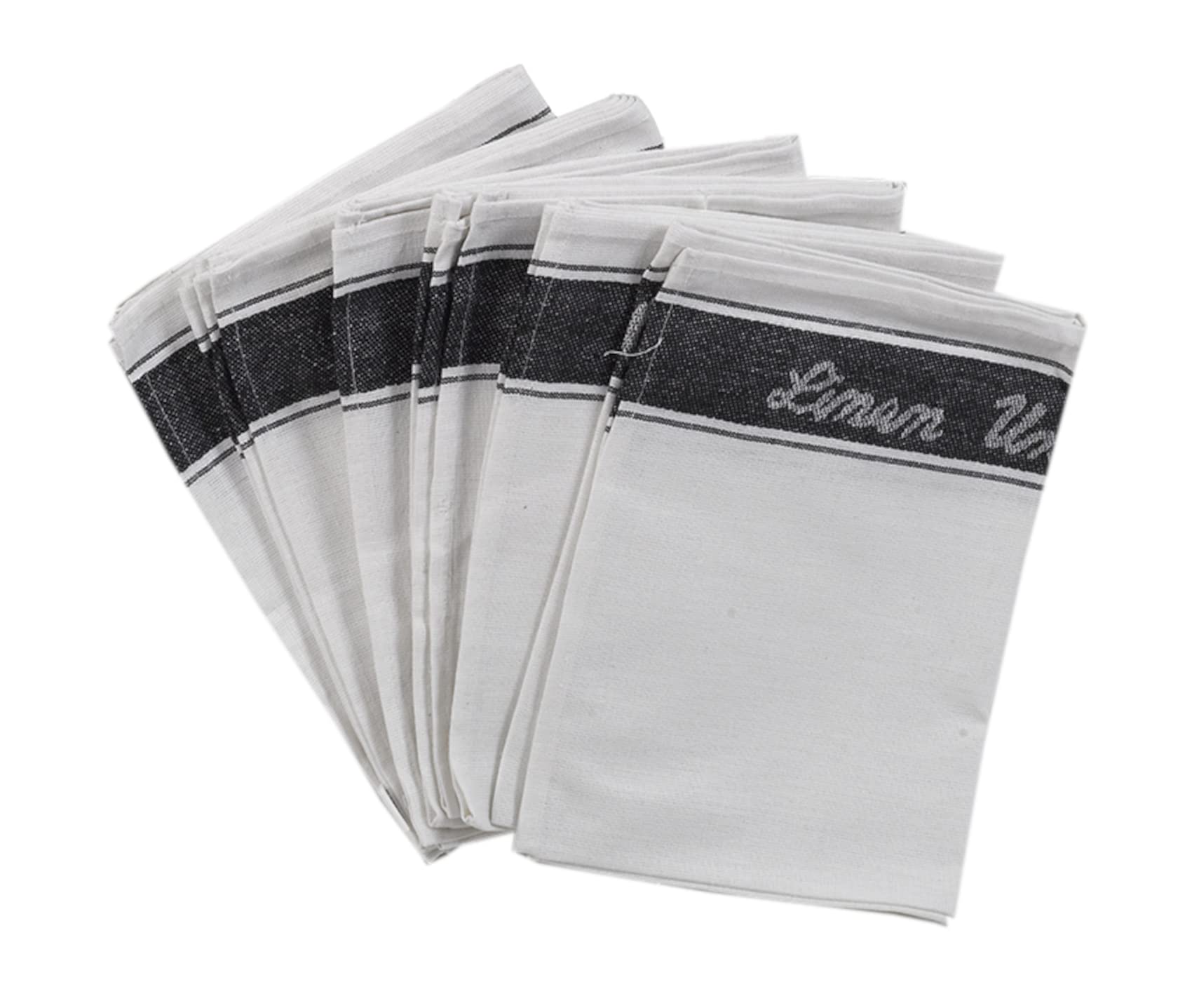 Classic Home StorePack of 6 Manita Linen Union Glass Cloths Catering Bar Restaurant Tea Towels 20'' x 30'' (Black)