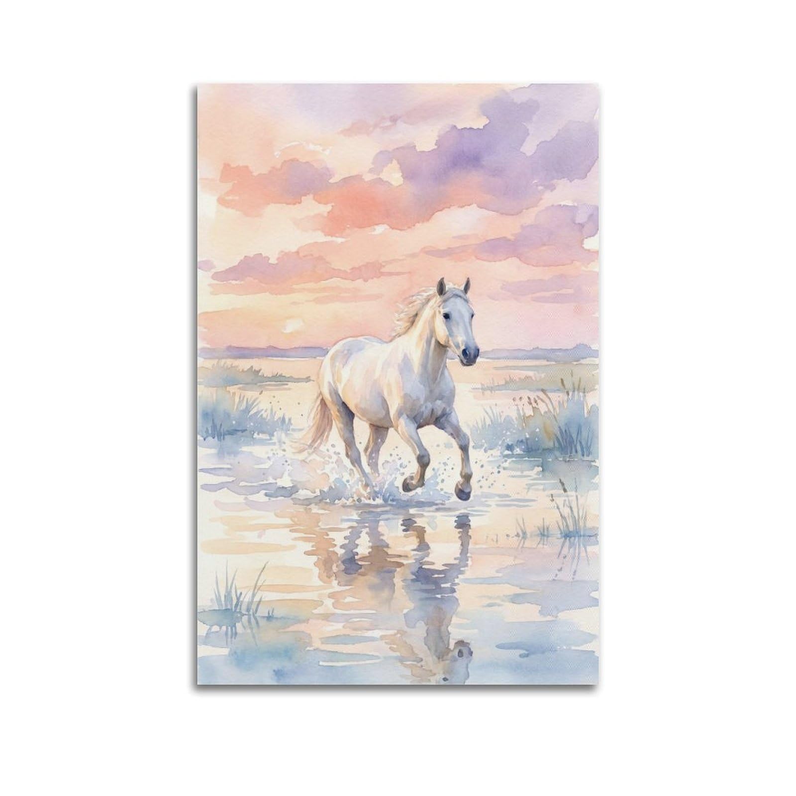 XKUGA White Horse Coastal Surf Travel Poster Beach Sunset Vintage Modern Decorative Canvas Prints - Ideal Wall Art for Family, Man Cave, Game Room, Boys & Girls Bedroom 20x30inch(50x75cm)
