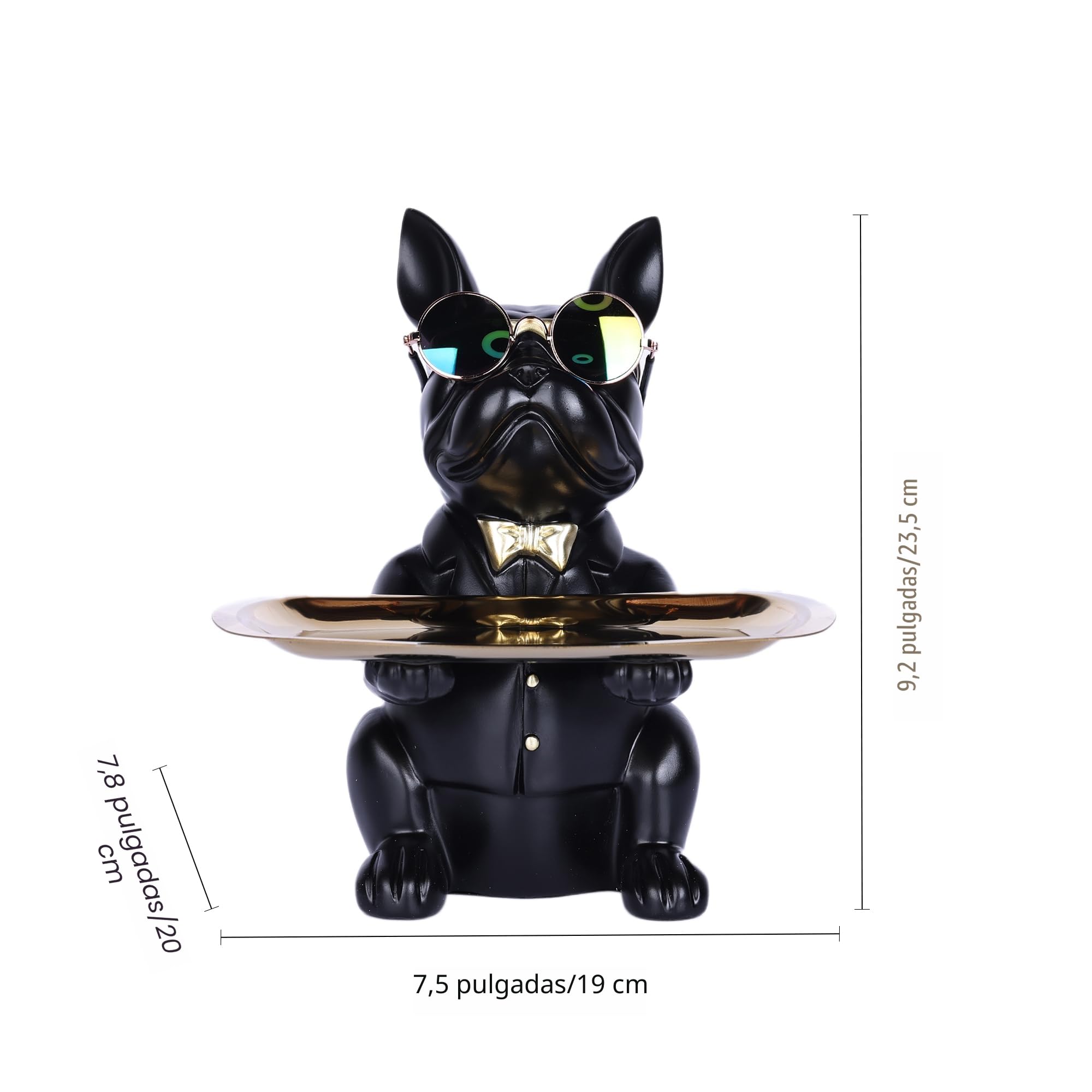 suruim Resina Bulldog Escritorio Bandeja de Almacenamiento Estatua Moneda Hucha Almacenamiento Animal Escultura Mesa Decoración Multifunción Oficina Decoración del hogar (Negro)