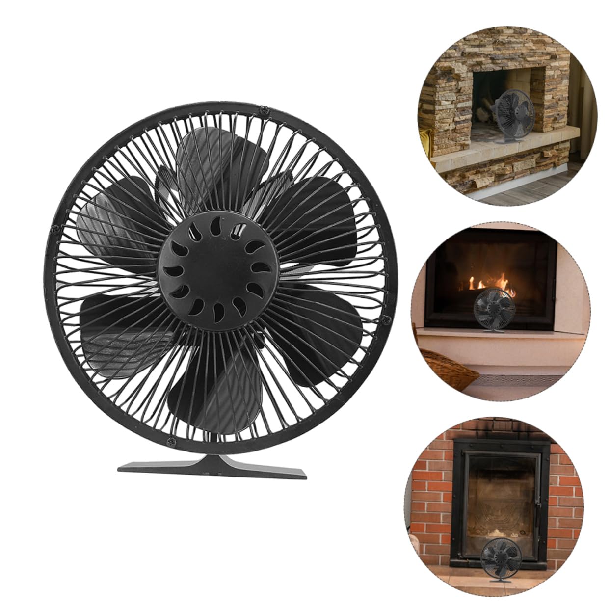 ABOOFAN Ventilatore per Stufa a Legna 6 Pale in Lega di Alluminio Nero