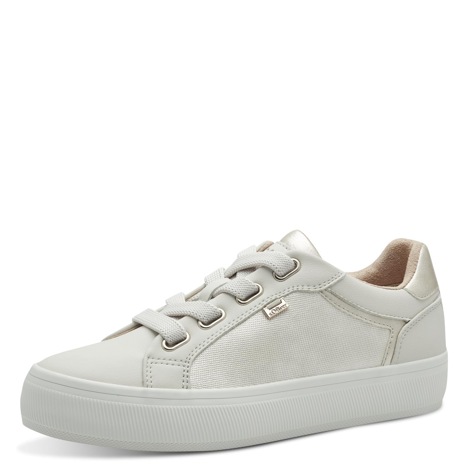 s.Oliver Women's Flat Trainers with Laces, Low Top, Beige (Beige Comb), 39 EU, Beige Comb, 7 UK