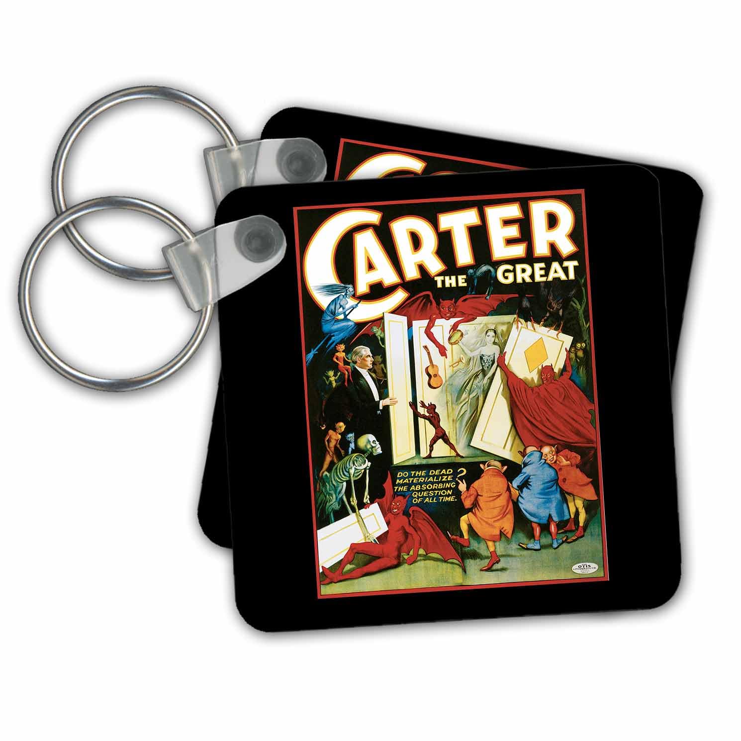 3dRose Key Chains Vintage Carter The Great Do the Dead Materialize Magician Illusionist Advertising Poster (kc-114128-1)