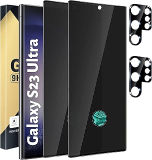 2+2 Pack Galaxy S23 Ultra Privacy Screen Protector - 2 Pack Privacy Film + 2 Pack Camera Lens Tempered Glass, High Clarity Bubble Free, Anti-Spy Protection for Samsung S23 Ultra 5G