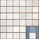 32 Stück Sashiko Schablonen Set, Quilax 13 x 13 cm Kunststoff Sashiko Schablonenset, Geometrischer Stickstabilisatoren, für Handquilten und Nähen, Geometrische Muster