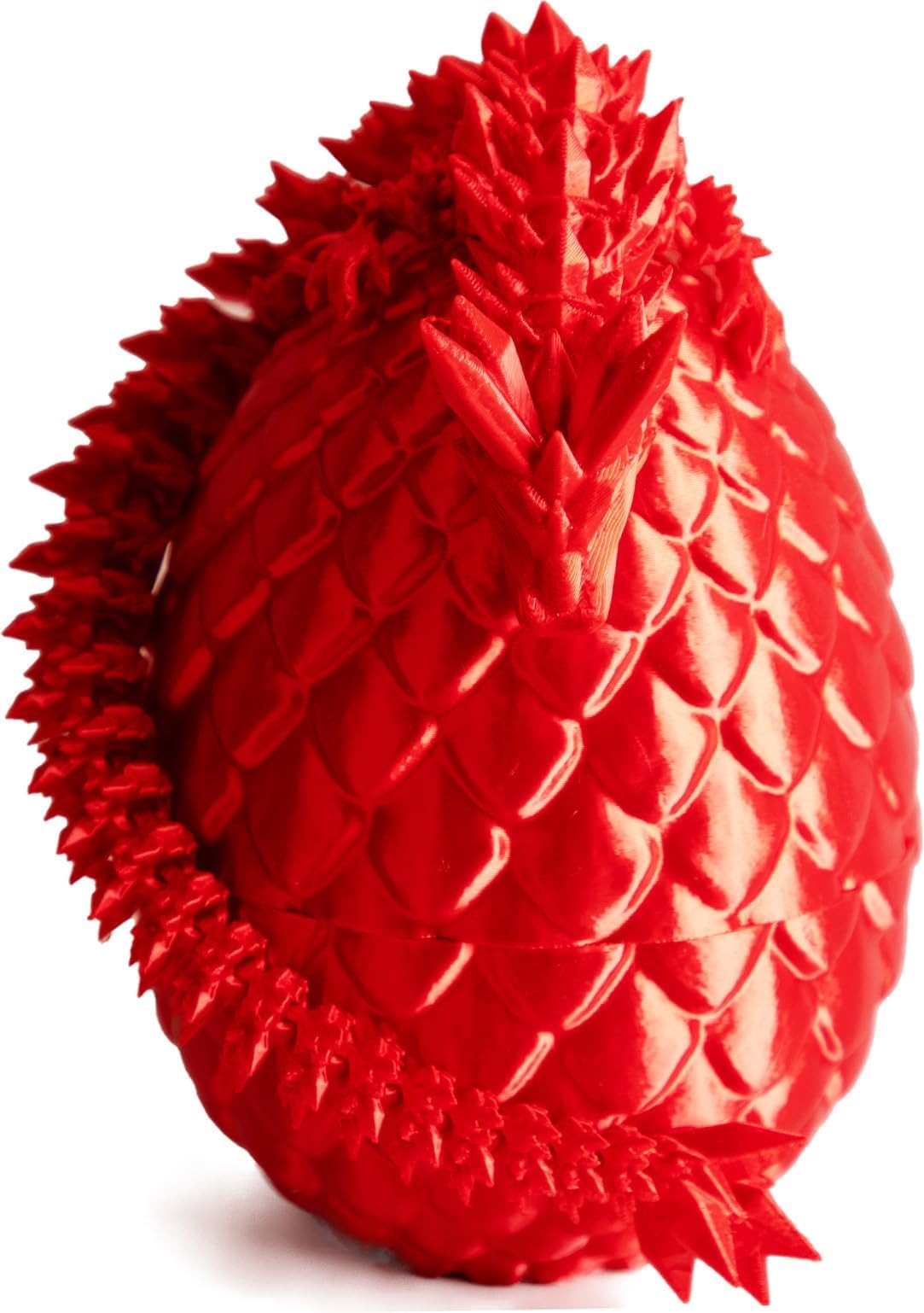 3D Printed Dragon Egg, Easter Dragon Eggs with Dragon Inside, Articulated Flexible 3D Printed Dragon in Egg Fidget Toy, Easter Basket Stuffers for Kids (Red)
