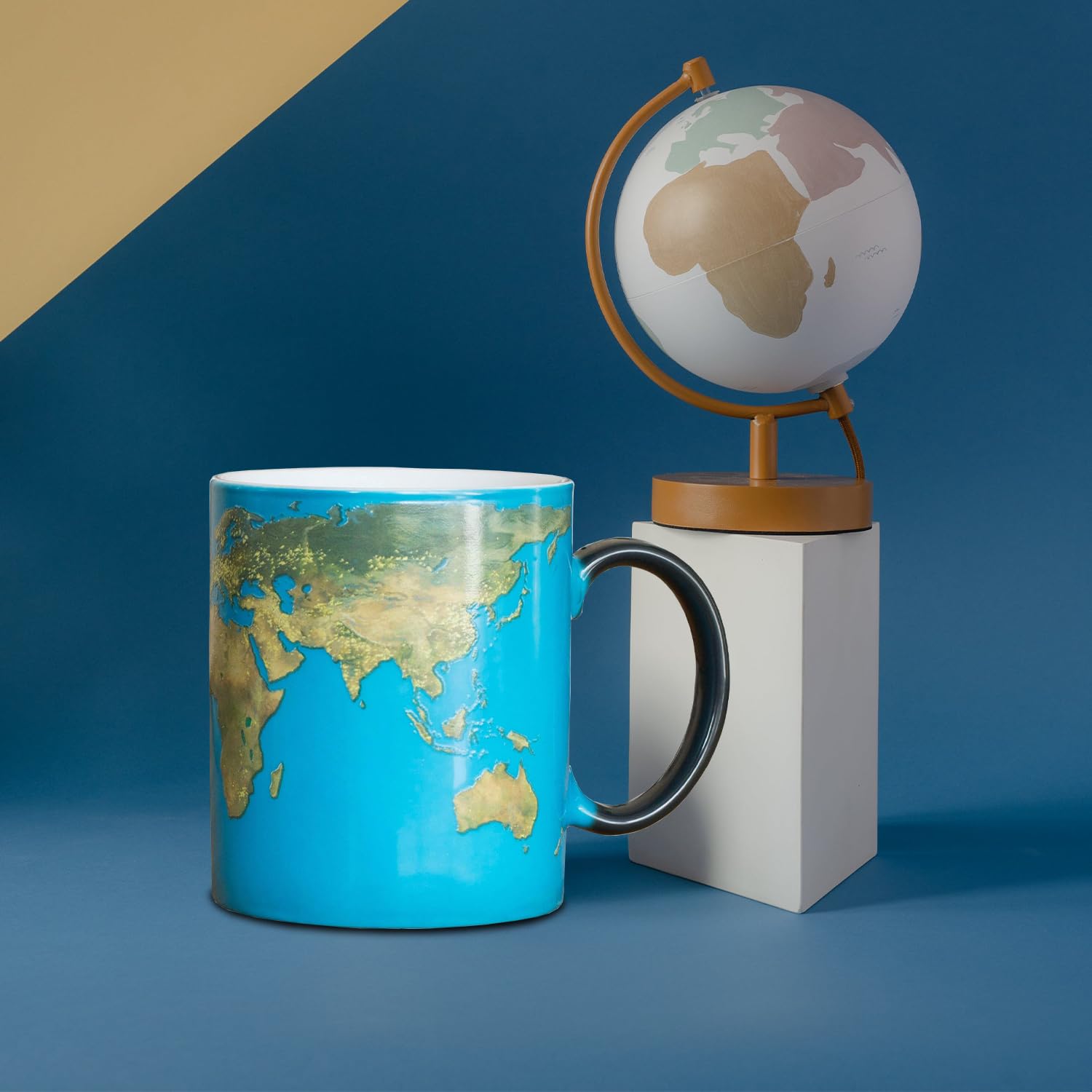 Tasse Magique Carte Du Monde Day & Night – Changement De Couleur Chaud/Froid, 300 Ml, Cadeau Voyageur