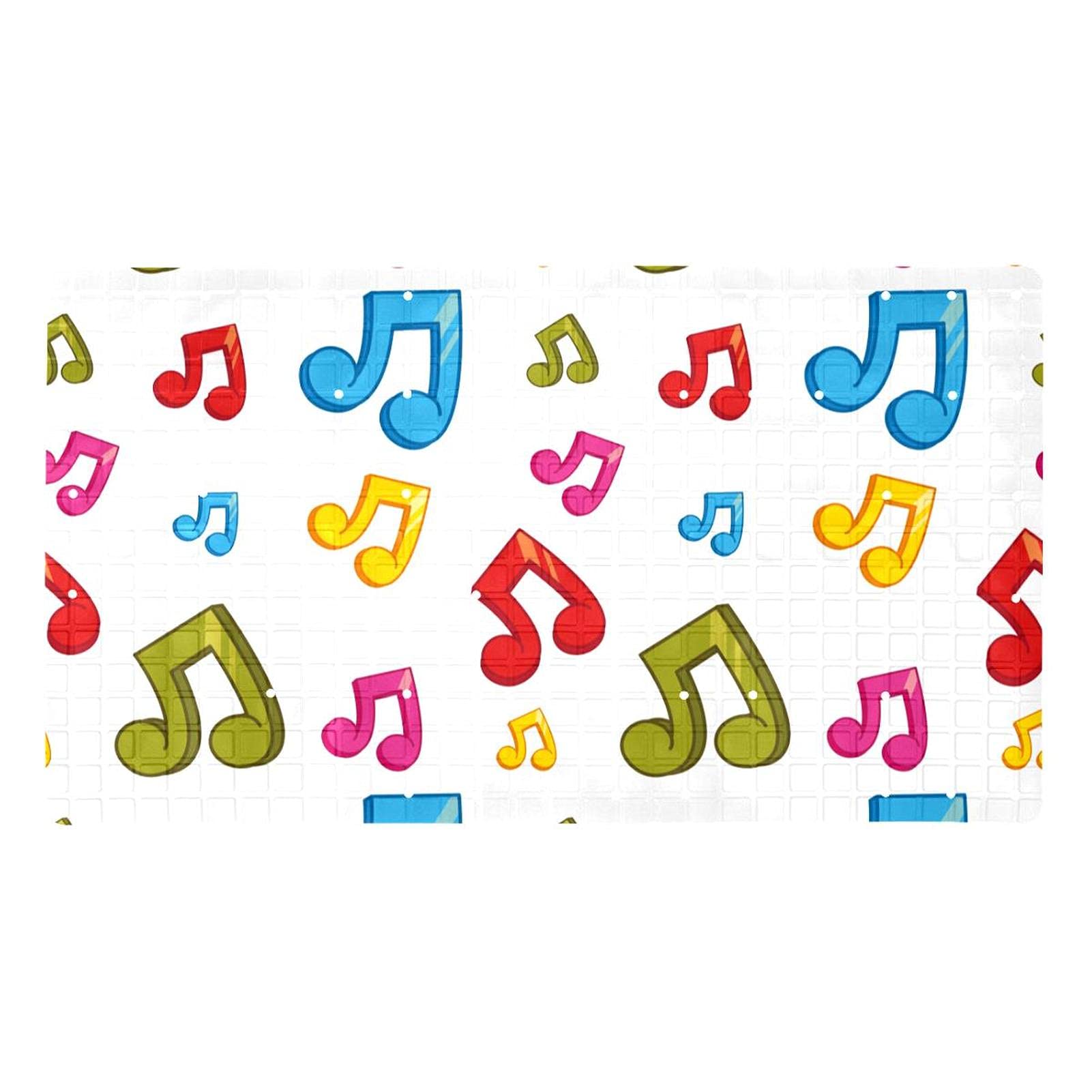 Tapis de bain pour s'asseoir antidérapant à ventouses avec motif notes de musique colorées