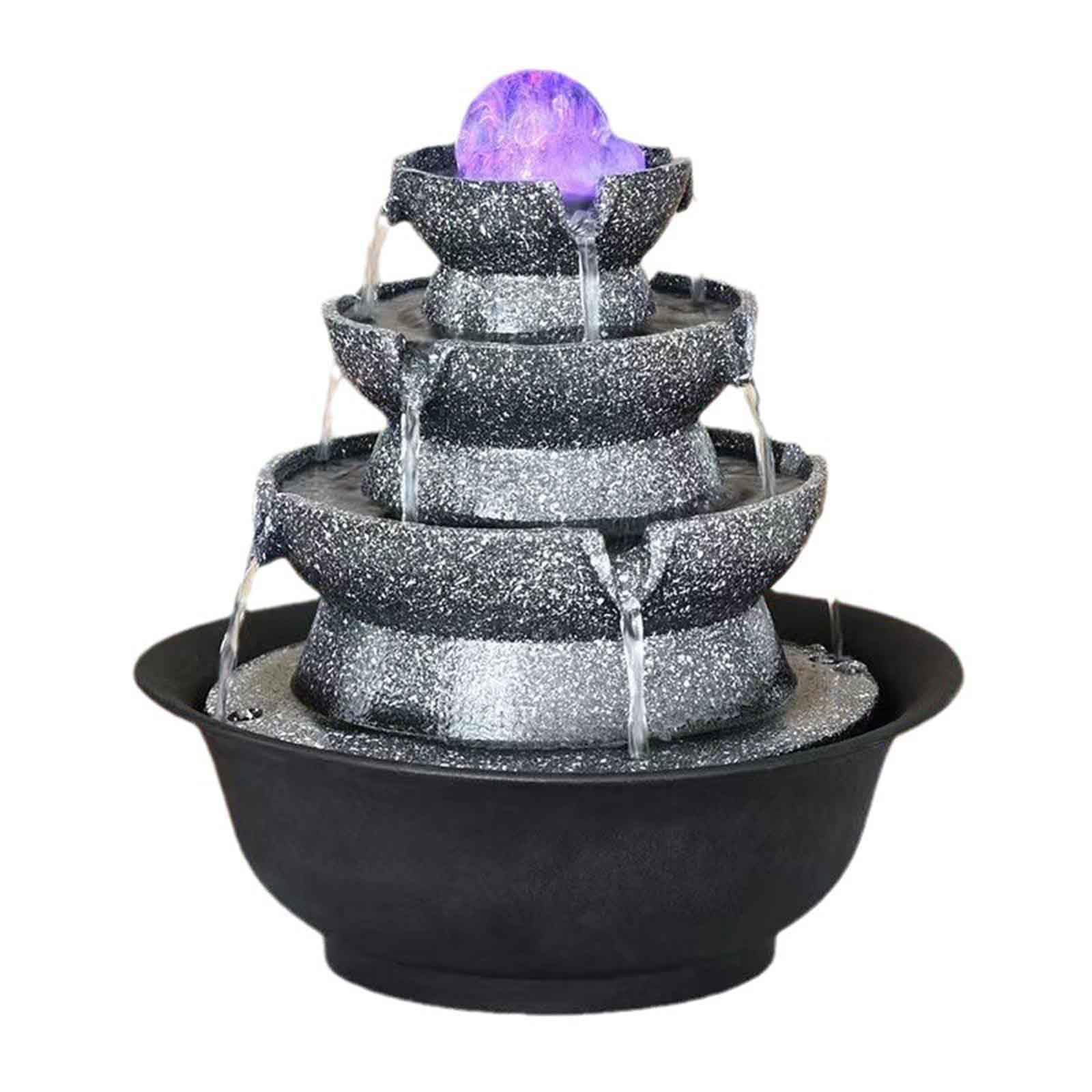 DFrywdgSEY tabletop fountain, With Colorful LED Light Home Living Room Desktop circulating Water Ornaments Tea Fountain(Large)