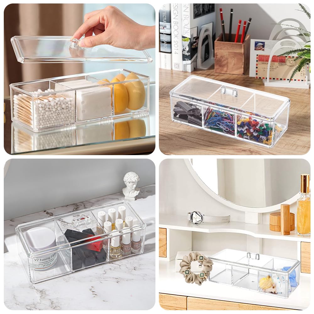 Caja Transparente de Hisopos de Algodón, Acrílico con Tapa, Dispensador de Almohadillas de Algodón