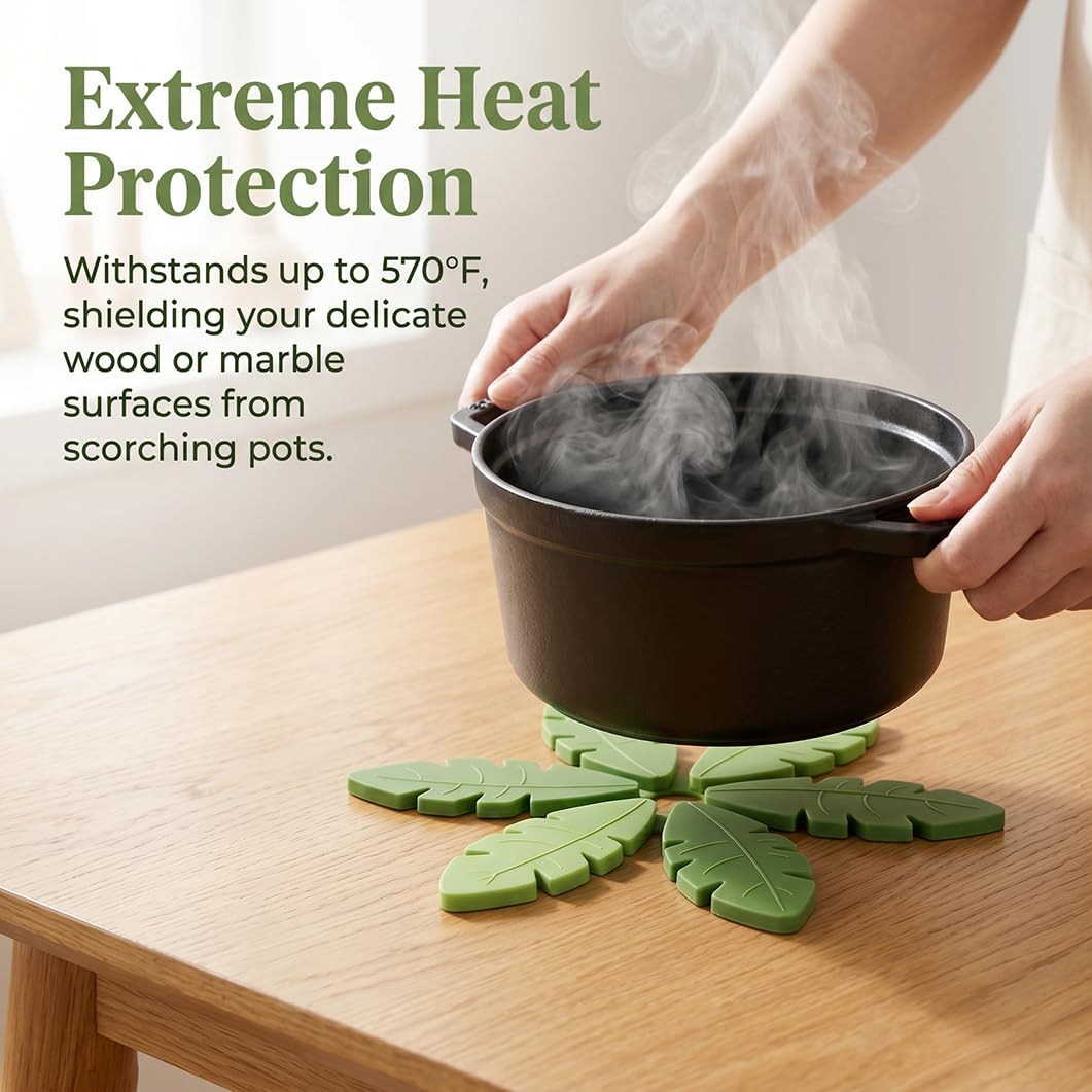 Salvamanteles de silicona para platos calientes y sartenes, resistentes al calor en forma de árbol (juego de 4) sin BPA, antideslizantes, elegante diseño navideño para encimeras y mesas de comedor
