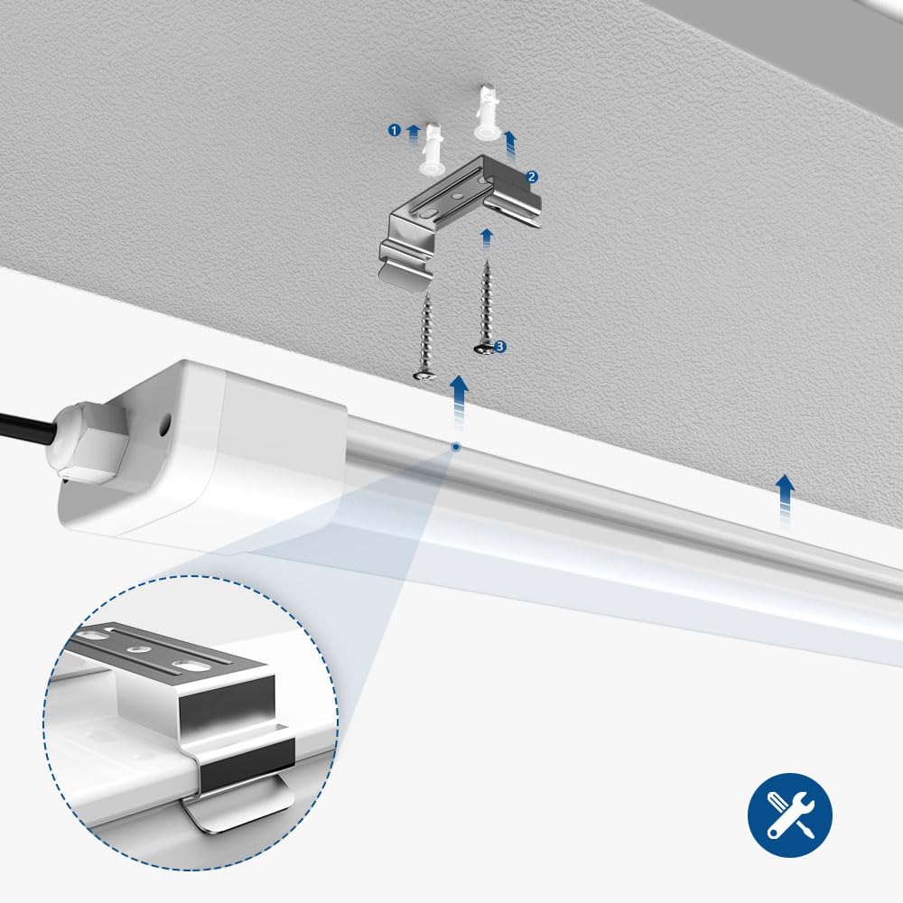 ANTENLICHT LED Feuchtraumleuchte 150CM mit 45W 4950Lumen in Neutralweiß 4000K, Ultraslim Deckenleucht Wasserfest IP65 Verknüpfbar - Kellerleuchte, Wannenleuchte für Büro Keller Garage und Feuchtraum