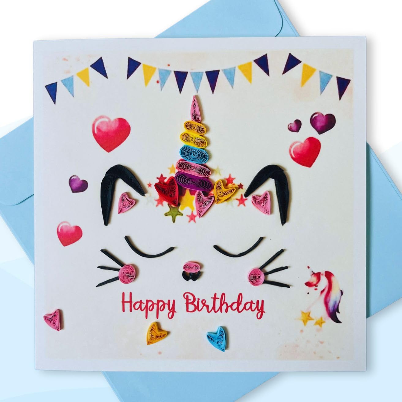 Quilling Cards 3D birthday Cards, handmade paper quilled card, handcrafted cards with sleeping cat design