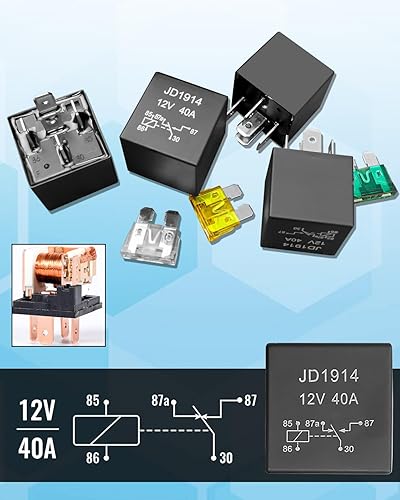 Miniatura 4 de Caja de relés de fusibles precableada impermeable, 8 ranuras de relé JD1914 de 5 pines y 12 portafusibles ATC ATO, con 8 relés de 5 pines y 12